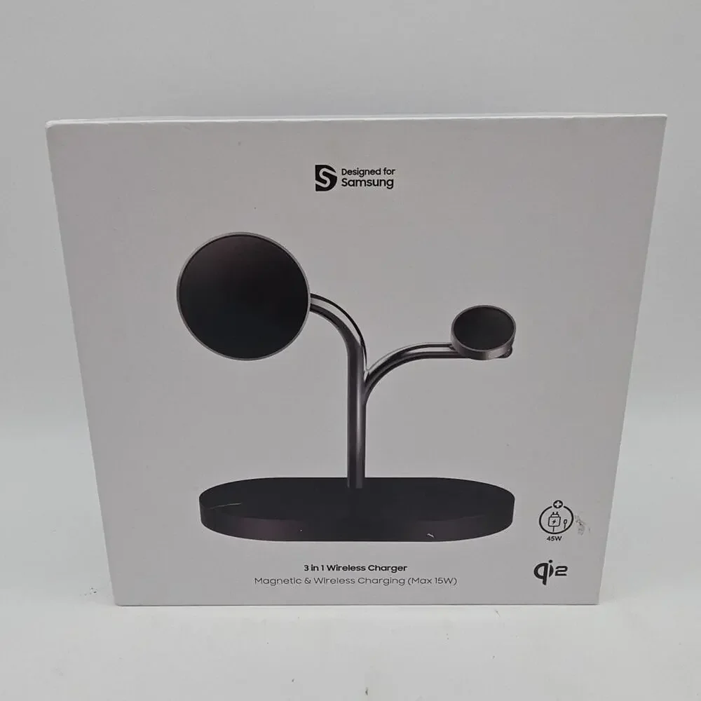 Samsung 3-in-1 Qi2 15W Magnetic Wireless Charger Charging Stand - Black